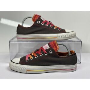 Converse Unisex Multi Color Tongue Athletic Shoe Sneaker 129052F Brown Women's 7
